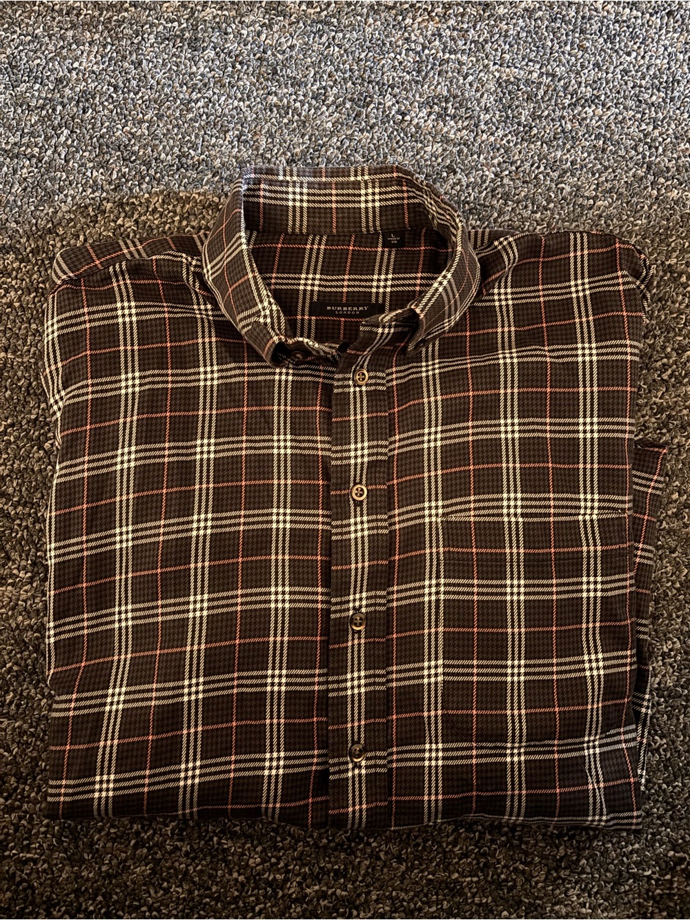 Burberry Brown and Cream Plaid Cotton Button-Down Shirt